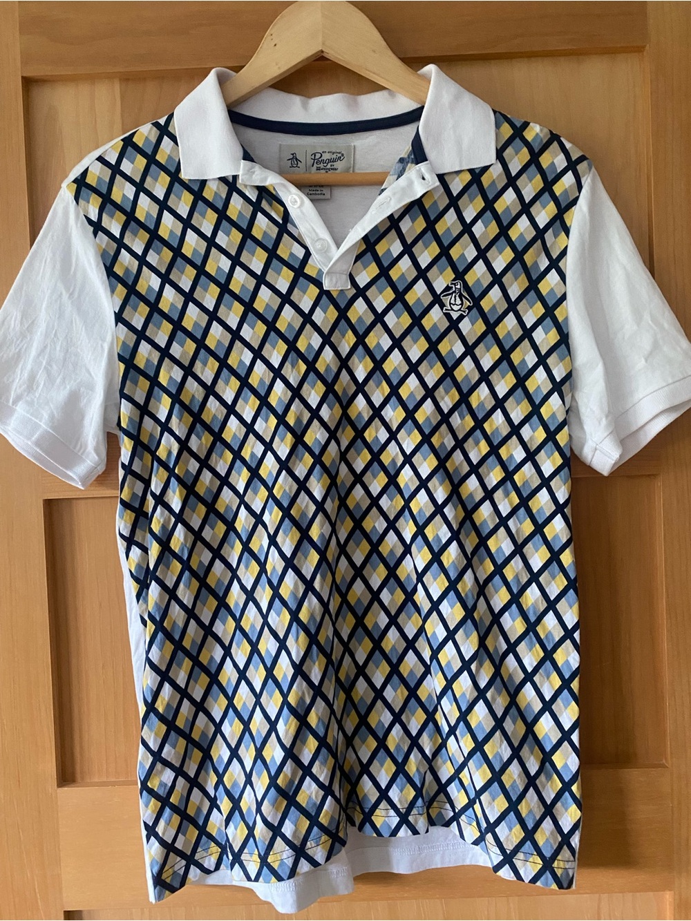 Penguin Vintage Inspired Diamond Argyle Jacquard Polo Shirt (Golf)